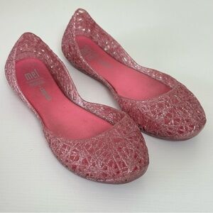 Melissa Girls Pink Glitter Flats, Size 1